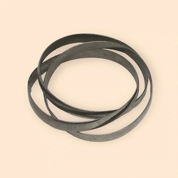 Set of 3 Connected Silver Tone Bangle Bracelets - Picture 2 of 4